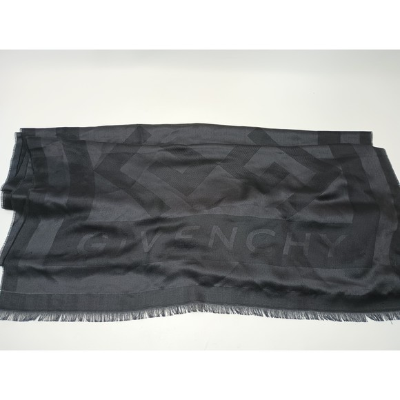 Givenchy Charcoal Black Woven Monogram Silk-Blend Scarf - Picture 3 of 6
